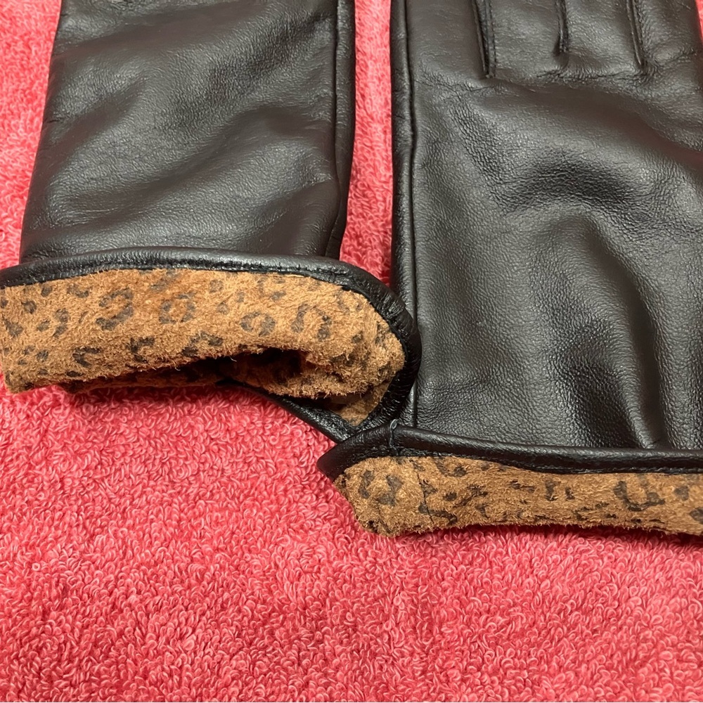 Black Leather Gloves 7/8 NEW - Picture 9 of 10